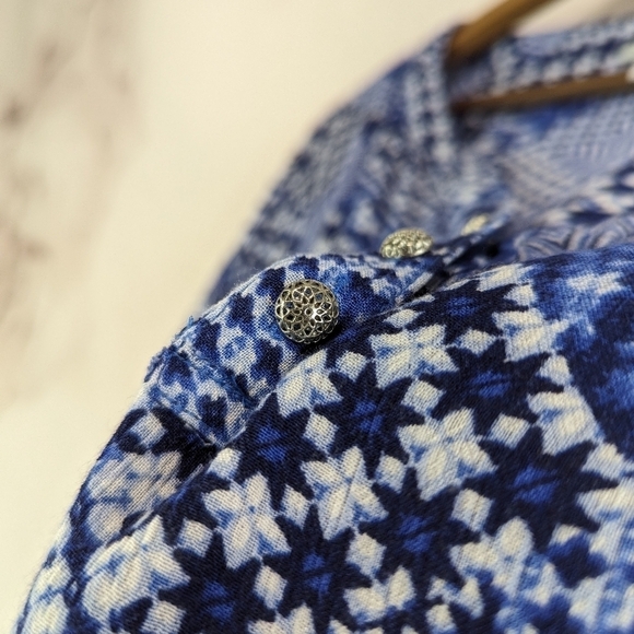 Catherines Shirt Womens 3X 26 28 Blue Blouse Popover Gingham Patchwork Picnic - Picture 10 of 11